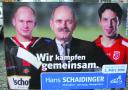 Das Plakat des Anstoßes: Stefan Binder kämpft gemeinsam mit Hans Schaidinger für die CSU – im offiziellen Jahn-Trikot.